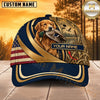 Maxcorners Dog Hunting And Duck Woodland Camo Gold Ribbon American Flag Personalized Name 3D Cap