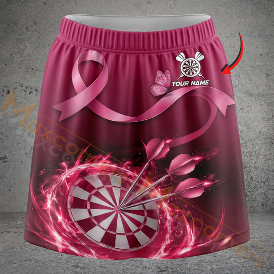Maxcorners Darts Pink Ribbon Awareness Personalized 3D Skirts With Shorts