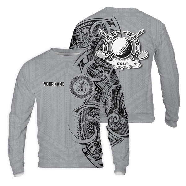 Maxcorners Strike Grey Tribal Tattoo Custom Men's Golf Polo Shirt, Funny Golf Shirt, Dad Golf Gift