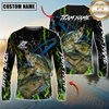 Maxcorners Fishing Green Flame Camo Design Sun Protection Personalized Name, Team Name Long Sleeve Shirt