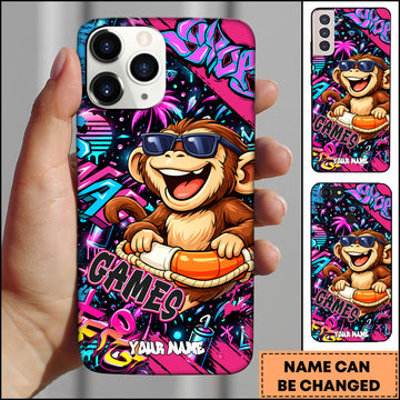Maxcorners Darts Funny Monkey Pool Float Personalized Name 3D Phone Case