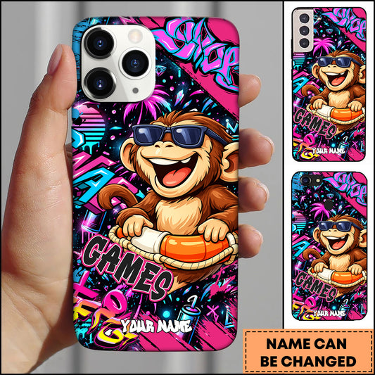 Maxcorners Darts Funny Monkey Pool Float Personalized Name 3D Phone Case