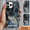 Maxcorners Fishing Phone Case Dark Hexagon Texture Smoke Blue Art Personalized Name Phone Case (8 Fish Species)