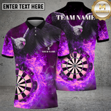 Maxcorners Darts Eagle Fire Flame Multicolor Option Customized Name, Team Name 3D Polo Shirt