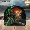 Maxcorners Fishing Skull Angler Green Wave Personalized 3D Cap