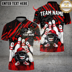 Maxcorners Bowling Angry Ball vs Screaming Multicolor Customized Name, Team Name 3D Shirt