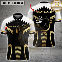Maxcorners Royal Bowling Champion Multicolor Customized Name, Team Name 3D Shirts| Black
