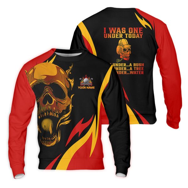 Maxcorners Custom Fire Skull Men's Golf Polo Shirt, Mens Golf Gift, Funny Golf Shirt