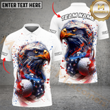 Maxcorners Golf American Flag Eagle Paint Pattern Multicolor Customized Name, Team Name 3D Shirts