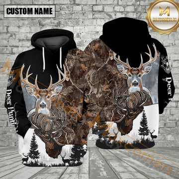 Maxcorners Deer Hunting Winter Forest All Over Print Shirt
 Best Gift For Hunter