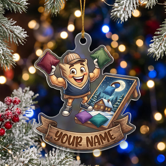 Maxcorners Cornhole Funny Monkey Player Design Customized Name 3D Keychain And Ornament