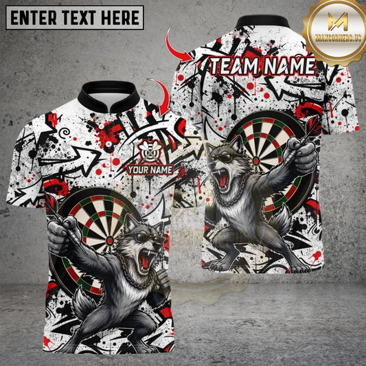 Maxcorners Cool Wolf Darts Multicolor Customized Name, Team Name 3D Shirts