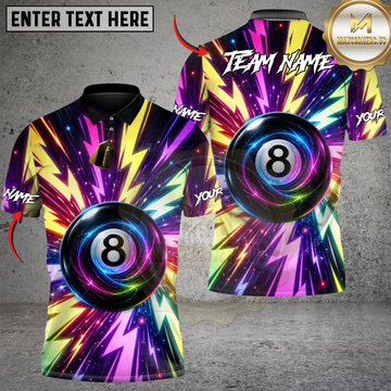 Maxcorners Neon Electric Storm 8-Ball Billiards Personalized Name 3D Unisex Shirt