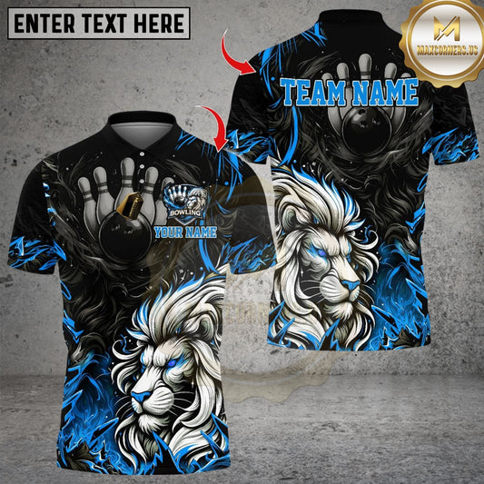 Maxcorners Lion Bowling Design Multicolor Customized Name, Team Name 3D Shirts