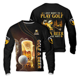 Maxcorners I Just Wanna Play Golf And Drink Beer Custom Golf Polo Shirt, Mens Golf Gift, Golf Lover Gift