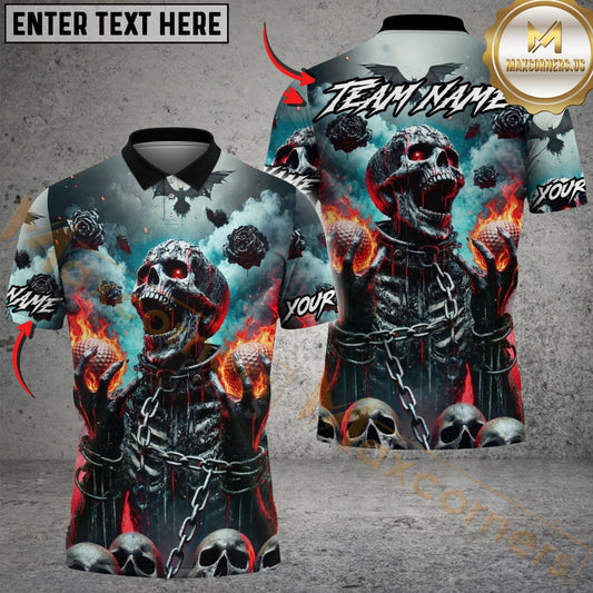 Maxcorners Golf Chain Screaming Skull Design Customized Name, Team Name Shirts
