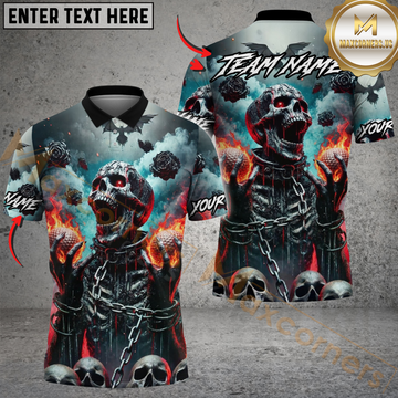 Maxcorners Golf Chain Screaming Skull Design Customized Name, Team Name Shirts