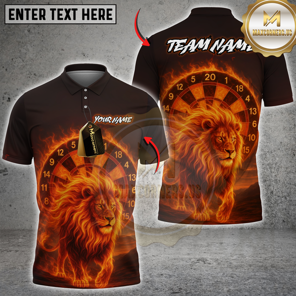 Maxcorners Darts Flaming Lion Multicolor Customized Name, Team Name 3D Shirts