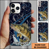 Maxcorners Fishing Dark Water Topographic Pattern Personalized Name Phone Case (10 Fish Species)