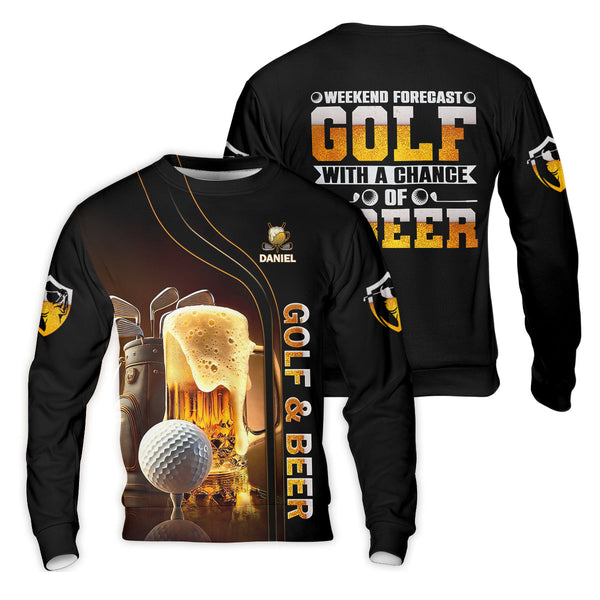 Maxcorners Weekend Forecast Golf With A Change Of Beer Custom Golf Polo Shirt, Mens Golf Gift, Golf Lover Gift