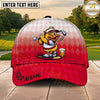Maxcorners Golf Funny Duck Golfer Beer Lover Diamond Pattern Personalized Name 3D Classic Cap