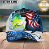 Maxcorners Fishing Largemouth Bass USA Flag Custom Name Personalized Cap (12 Fish Species)