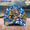 Maxcorners Fishing Ocean Boat Wave Personalized Name 3D Cap (12 Fish Species)