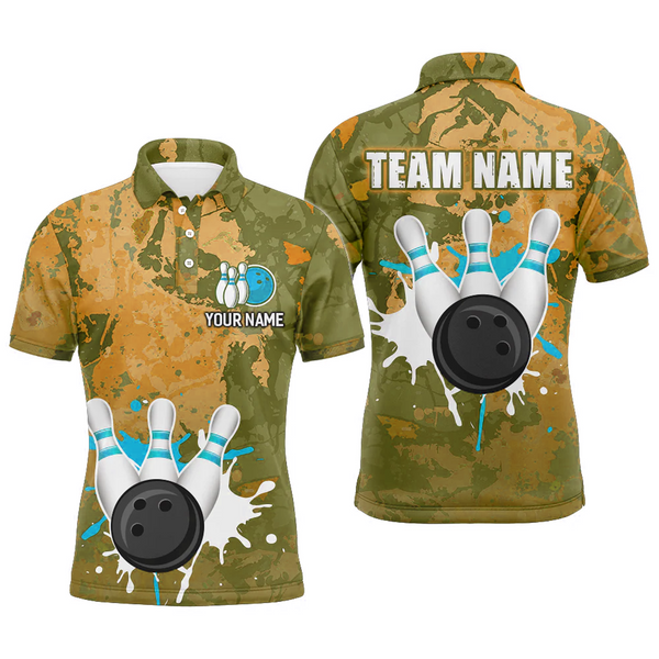 Maxcorners Retro Bowling Water Milk Multicolor Option Customized Name 3D Shirt