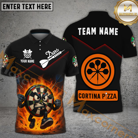 Maxcorners Darts Angry Dartboard Flame Multicolor Personalized Name, Team Name 3D Shirt For AL