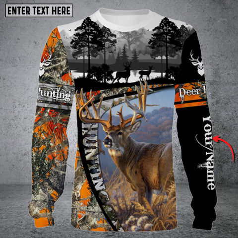 Maxcorners Deer Hunting Orange Muddy Camo 3D All Over Printed Long Sleeve Shirt