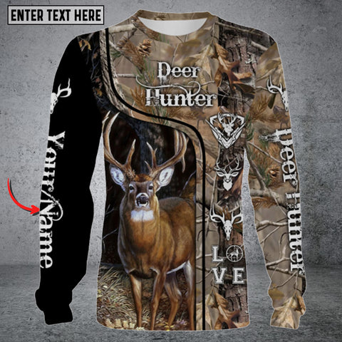 Maxcorners Deer Hunter Big Game Hunting Camo 3D All Over Printed Long Sleeve Shirt