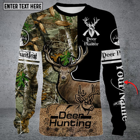 Maxcorners Deer Hunting Custom Name 3D All Over Printed Long Sleeve Shirt