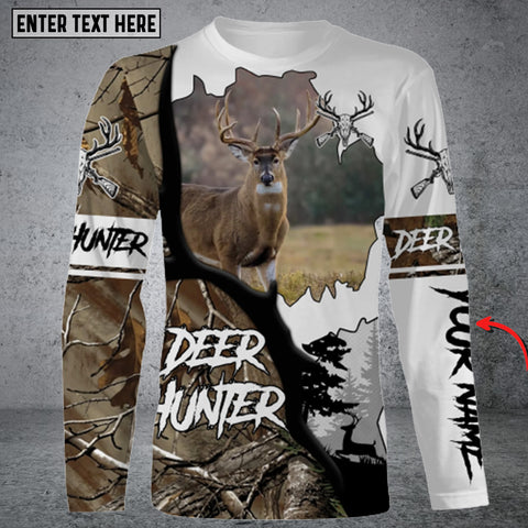 Maxcorners Deer Hunting Camo Clothes Custom Whitetail 3D All Over Printed Long Sleeve Shirt