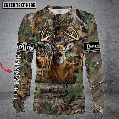 Maxcorners Whitetail Deer Buck Hunting Camouflage 3D All Over Printed Long Sleeve Shirt