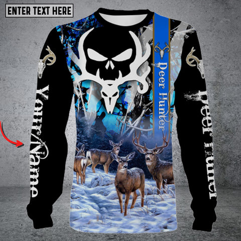 Maxcorners Deer Hunting Deer Skull 3D All Over Printed Long Sleeve Shirt