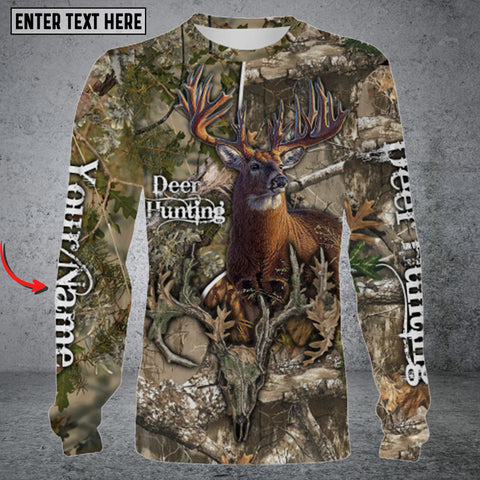 Maxcorners Deer Hunting Camo 3D All Over Printed Long Sleeve Shirt