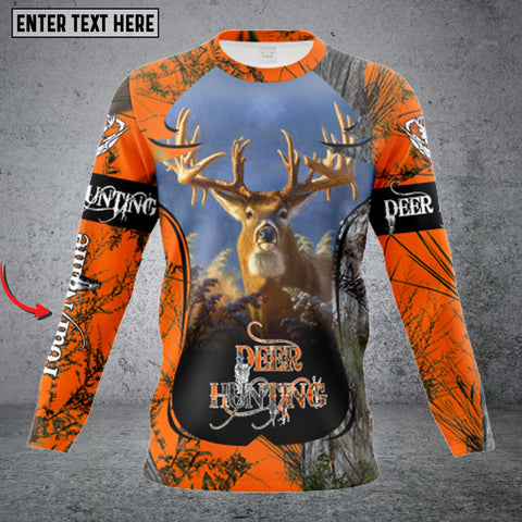 Maxcorners Best Whitetail Deer Hunting Orange Camo 3D All Over Printed Long Sleeve Shirt