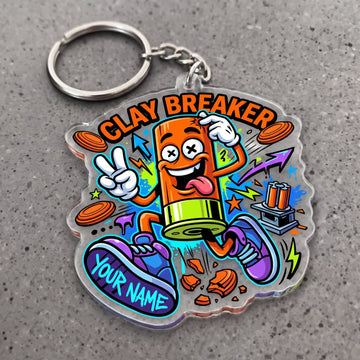 Maxcorners Clay Shooting Funny Cartoon Clay Breaker Character Customized Name 3D Keychain And Ornament