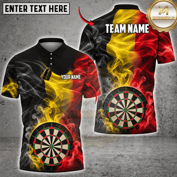 Maxcorners Darts Belgium Flag Fiery Dartboard Personalized Name 3D Unisex Shirt