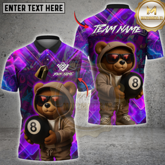 Maxcorners Billiards Cool Bear 8-Ball Pool Multicolor Customized Name, Team Name 3D Shirt