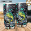Maxcorners Fishing Tumbler Gray Teal Bubble Honeycomb Design Personalized Name Tumbler (13 Species)
