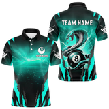 Maxcorners Customized Thunder Lightning Cobra Snake Men Billiard Shirt, 8 Ball Billiard Team Jersey|Turquoise LM1805