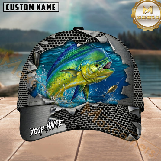Maxcorners Fishing Torn Metal Mesh Personalized 3D Cap