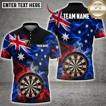 Maxcorners Darts Australia Flag Flame Dartboard Personalized Name 3D Unisex Shirt