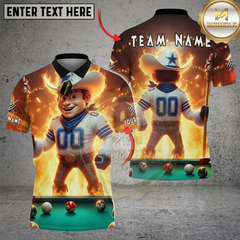 Maxcorners Billiard Electric-Cowboy QB Mascot Personalized Name 3D Unisex Shirt