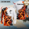 Maxcorners Fishing Fire Flame Smoke Design Sun Protection Personalized Name, Team Name Long Sleeve Shirt