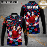 Maxcorners Ball And Pins Neon Lights Bowling Jersey Personalized Name, Team Name 3D Shirt