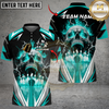 Maxcorners Bowling Flaming Skull Strike Multicolor Customized Name, Team Name 3D Shirts