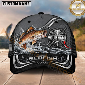 Maxcorners Fishing Graphic Carbon Fiber Metallic Pattern Customized Name 3D Cap