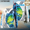 Maxcorners Fishing White Blue Lava Sun Protection Personalized Name, Team Name Long Sleeve Shirt